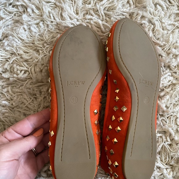 J. Crew Factory Suede Studded Classic Slip On Flats Women’s Orange, 6.5 - Picture 7 of 9